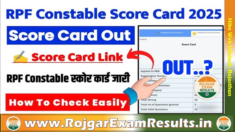 RPF Constable Score Card 2025 Out – Check Marks, Download Link