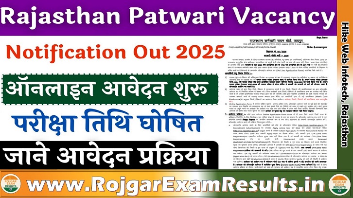 राजस्थान पटवारी भर्ती 2025: आवेदन, परीक्षा तिथि, शैक्षिक योग्यता और अधिक