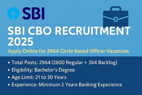 SBI CBO Recruitment 2025 | Apply Online for 2964 Circle Based Officer Vacancies