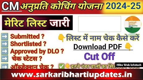 मुख्यमंत्री अनुप्रति कोचिंग योजना 2025 के लिए नोटिफिकेशन जारी आवेदन फॉर्म 1 फरवरी से शुरू