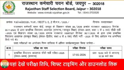 Rajasthan 3rd Grade Teacher Bharti 2026: एडमिट कार्ड और परीक्षा शेड्यूल जारी